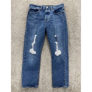 Levi's Blue Distressed Straight Leg Jeans